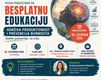 Poziv poduzetnicima na besplatnu edukaciju „Održiva produktivnost i prevencija burnouta“