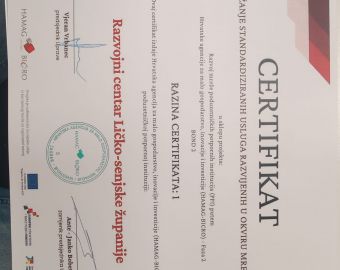 Razvojni centar Ličko-senjske županije nositelj certifikata za pružanje standardiziranih usluga